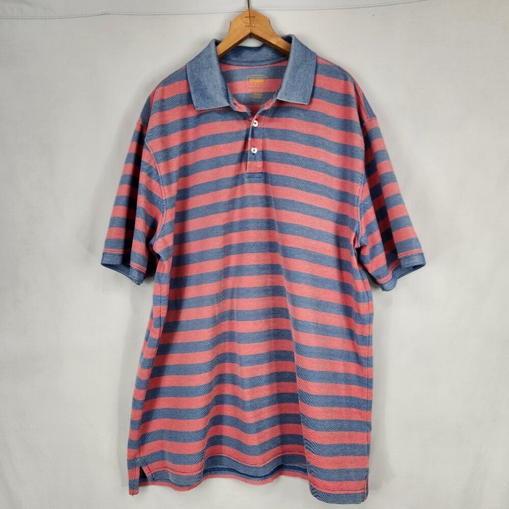 Foundry Supply Polo Shirt Men's 2XLT Short Sleeve Striped Red Blue Collared